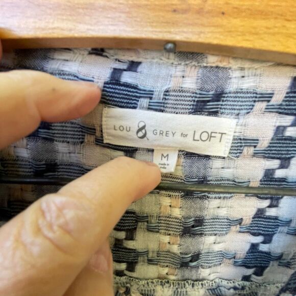 Lou & Grey LOFT houndstooth tie front cotton shirt - Picture 2 of 13